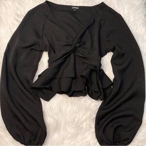 Express Elegant Black Twist Front Blouse
